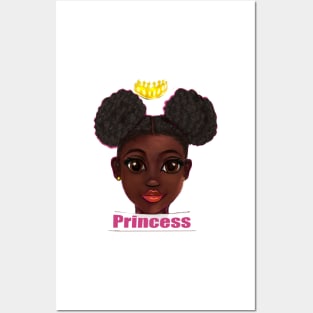 Princess - The best Gifts for black girls 2022 beautiful black girl with Afro hair in puffs, brown eyes and dark brown skin. Black princess Posters and Art